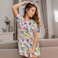 thumbnail image 3 of Wukai Retro Musi Disco Print Women's Loose Short Sleeve Nightgown, Soft Sleep Dress for Comfortable Relaxation, Casual Lounge Wear, 3 of 6