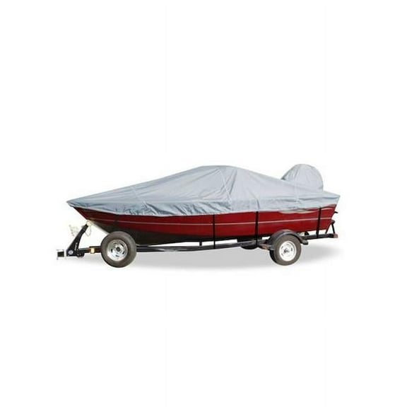 Carver CRV72317F-10 17 O-B Boat Cover Vhull Aluminum Fishing with Walk Thru Windshield & Walk Thru Windshield - Slate Gray