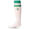 thumbnail image 4 of MeMoi Ribbed Varsity Stripe "Checkered Heart" Cotton Rich Knee Sock - Girls - Female, 4, Black, 4 of 11