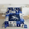 thumbnail image 2 of Homewish Blue Buffalo Tribal Queen Comforter Set for Adult, Hippie Cowgirl Bedding Sets, Rustic Horse Animal Reversible Bedding Comforter Set, Super Cozy Room Decor, 3pcs, 2 of 8