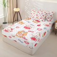 thumbnail image 3 of Manfei Sweet Bowknot Animal Zipper Queen Comforter Set with Fitted Sheet and 2 Pillowcases, Cherry Cake Pet Zipper Bedding Set, White Pink, Pink Reversible, 4pcs, 3 of 7