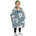thumbnail image 3 of Wehilion 2-6YR Oversized Sweatshirt Hooded Blanket Sherpa Hoodie for Girls Boy Wearable Blanket Hoodie for Kids Toddlers, 3 of 6