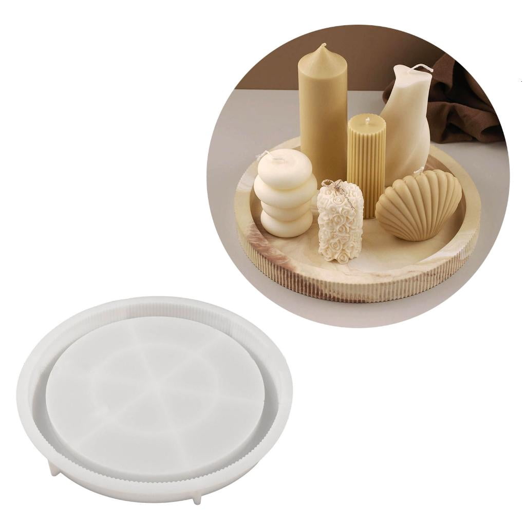 Osdhezcn Storage Tray Silicone Mold Stripe Round Dish Resin Mold Concrete Casting Mold