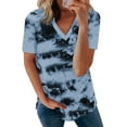 thumbnail image 1 of Womens Striped Color Block Short Sleeve Causal Blouses T Shirts Tops, 1 of 6
