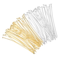 Uxcell 200Pcs Flat Head Pins for Jewelry Making 60mm Brass Flat Head Pins Jewelry Head Pins 20 Gauge White and Gold