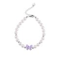 thumbnail image 1 of Pulsera de perlas de moda para mujer con mariposa esmaltada morada, 1 of 2