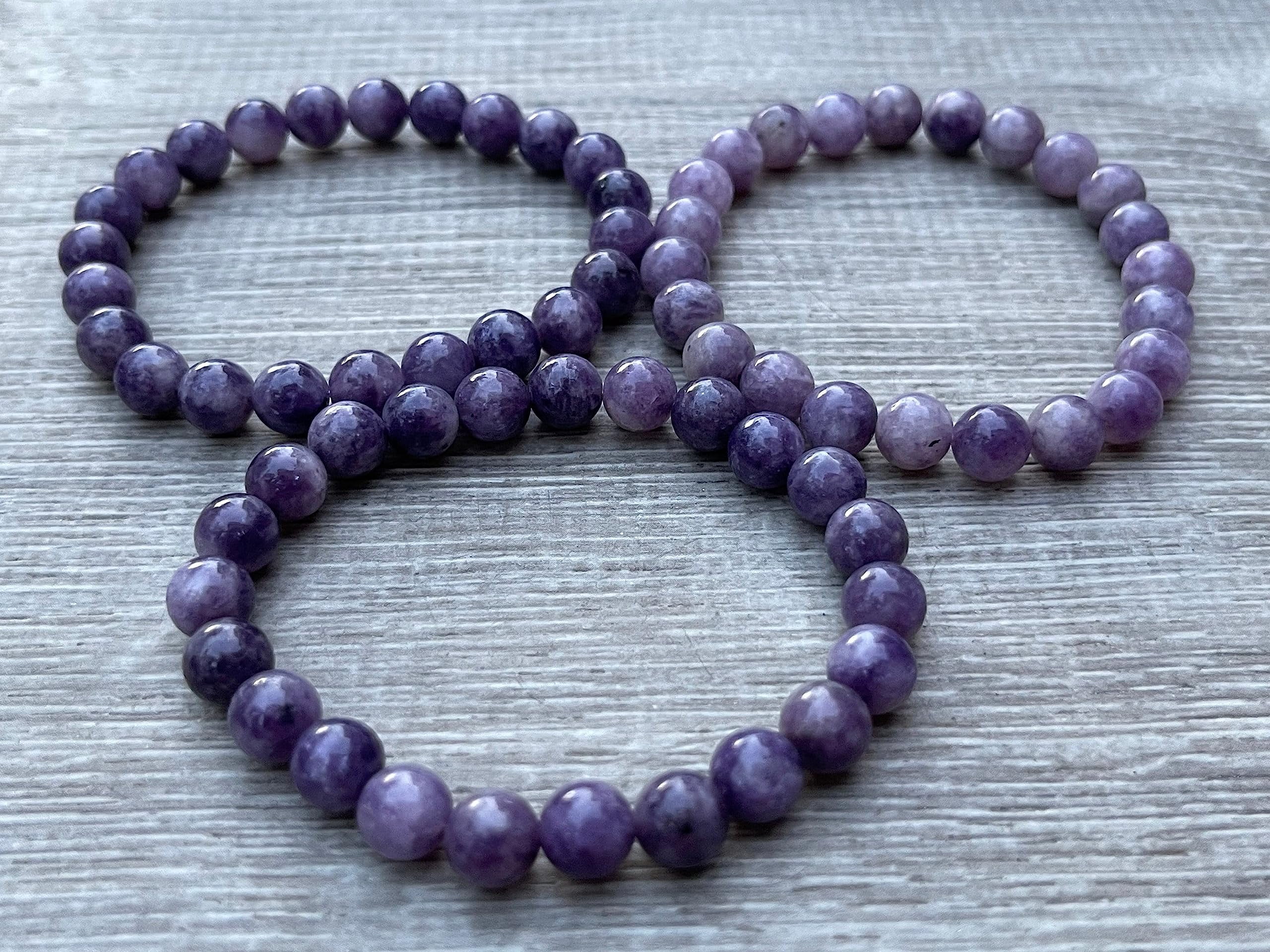 Lepidolite Crystal Bead Bracelet 8mm, Wholesale Genuine Lepidolite Stretch Gemstone Bracelet, Lepidolite Gift for Men & Women (3)