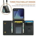 thumbnail image 5 of Dteck Wallet Case For Samsung Galaxy Z Flip 7, Magnetic Leather Zipper Wallet with RFID Blocking Card Holder Slots Shockproof PC Stand Cover With Shoulder Strap,Black, 5 of 9
