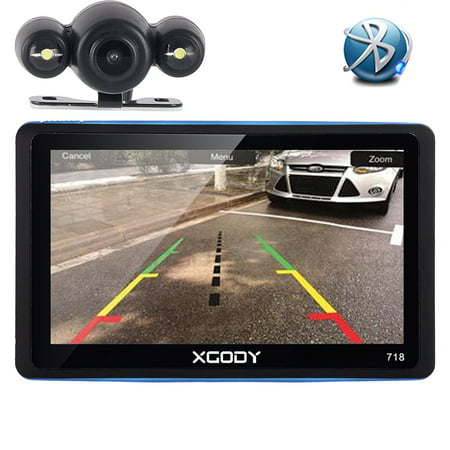 Xgody 7'' Capacitive Touchscreen Bluetooth Car Truck GPS Navigation SAT NAV System Navigator with Rearview Camera Lifetime