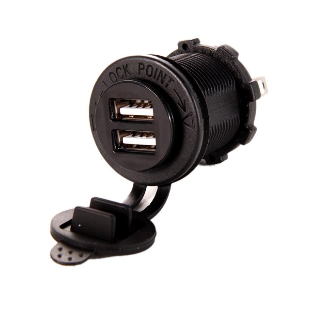 Cargador USB doble Toma de corriente 2.1 amperios Montaje en panel Motocicleta Tmvgtek Accesorios para autos y motos