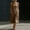 Brown, variant on Women's Linen-Blend Midi Dress, Round Neck Sleeveless with Pleated Front & Side Pockets, Casual Shift Dress Blue S