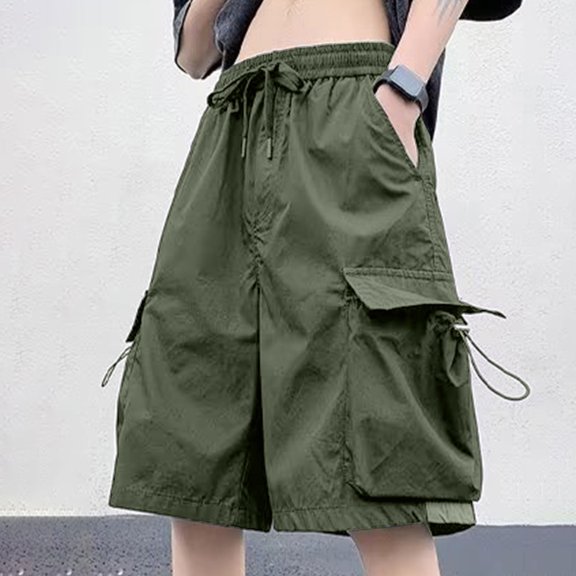 Men's Outdoor Cargo Shorts, Quick Dry Breathable Multi-Pocket Drawstring Shorts for Hiking Camping Daily Wear Daily Outdoor Activity Green XL