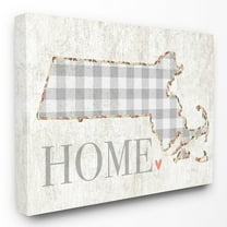 The Stupell Home Decor Collection Gingham Massachusetts Heart and Home Wall Art