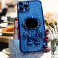 thumbnail image 3 of Funda 6D Bling Astronaut para iPhone 13 Pro, con baño líquido, purpurina flotante y arena movediza, para mujer y niña, azul (Astronauta fijo, sin soporte), 3 of 8