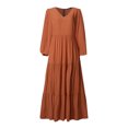 thumbnail image 4 of Ruimatai Women's Long Sleeve Boho Dress Lantern Sleeve Vintage Elegant Casual Maxi Dress Polyester Comfortable Flowy Plus Size M-5XL, 4 of 6