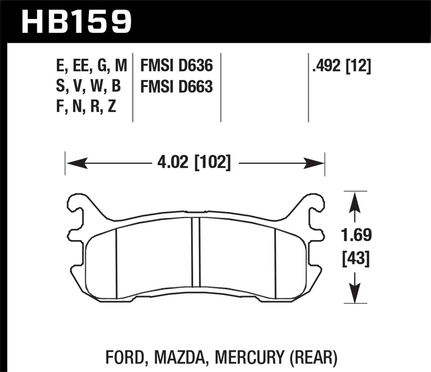 Hawk Performance HB159B.492 HPS 5.0 Disc Brake Pad Set