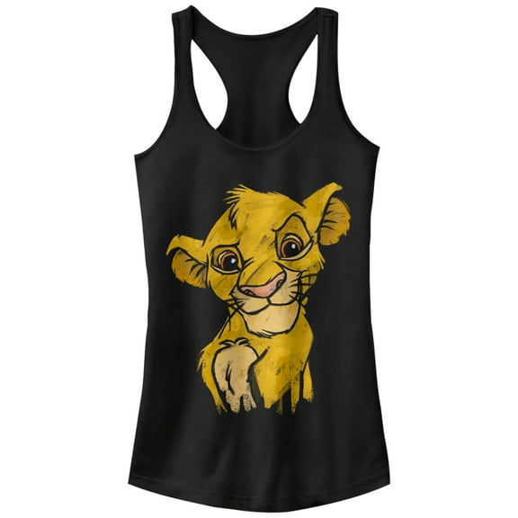Junior's Lion King Simba Smirk  Racerback Tank Top Black Medium