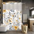 thumbnail image 5 of Country Style No Hooks Shower Curtain with Snap-in Liner Flowers Gray Leaves Floral Shower Curtains for Bathroom, Waterproof, Easy Install, Washable 60"x72", 5 of 9