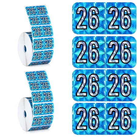 1000 Pcs 2026 Year Holographic Blue Stickers – Self-Adhesive Rectangle File Folder Labels | Strong Adhesive, Easy-to-Peel Office Supplies for Document Coding & File Organization, 2 Roll(Blue)