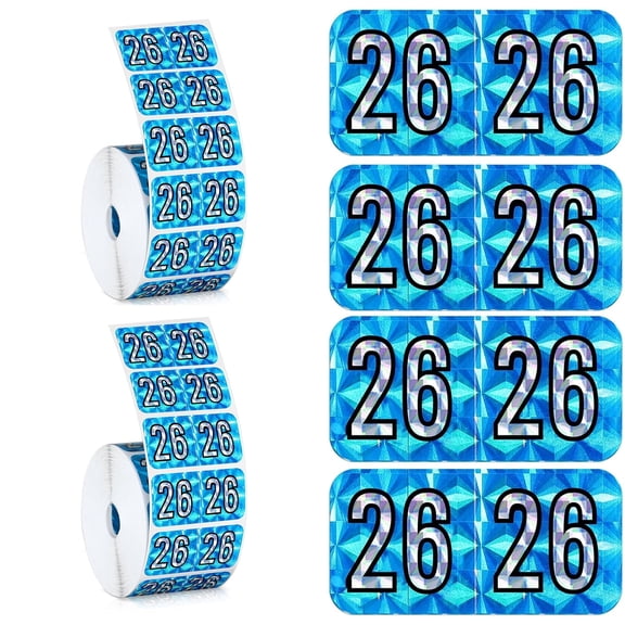 1000 Pcs 2026 Year Holographic Blue Stickers – Self-Adhesive Rectangle File Folder Labels | Strong Adhesive, Easy-to-Peel Office Supplies for Document Coding & File Organization, 2 Roll(Blue)