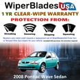 thumbnail image 2 of 2008 Pontiac Wave Beam Wiper Blades Wipers w/1yr Warranty (Set of 2), 2 of 5