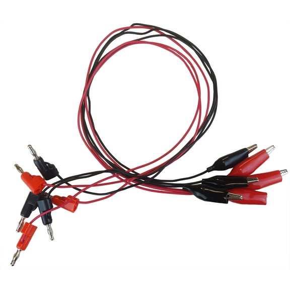 Connector Cords, 24 in., Banana End, Alligator End. Pack of 3 Red and 3 Black Cords.