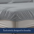 thumbnail image 5 of Color Sense 100% Cotton Percale Single Fitted Bedsheet Cool & Crisp King Light Gray, 5 of 14