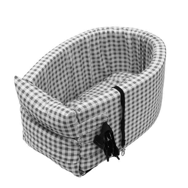 Asiento de coche para perros estilo a cuadros, correas ajustables para cachorros de tamaño mediano y pequeño, asiento para gatos, mascotas, cama de viaje con parte inferior antideslizante suave, negro y blanco Unique Bargains fundas para asientos de auto