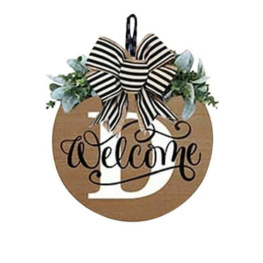 26 Letter Welcome Sign, Last Name Year Round Front Door Wreath Decorative, Hanging Plaques In Front Of The Door 11.8in (D)