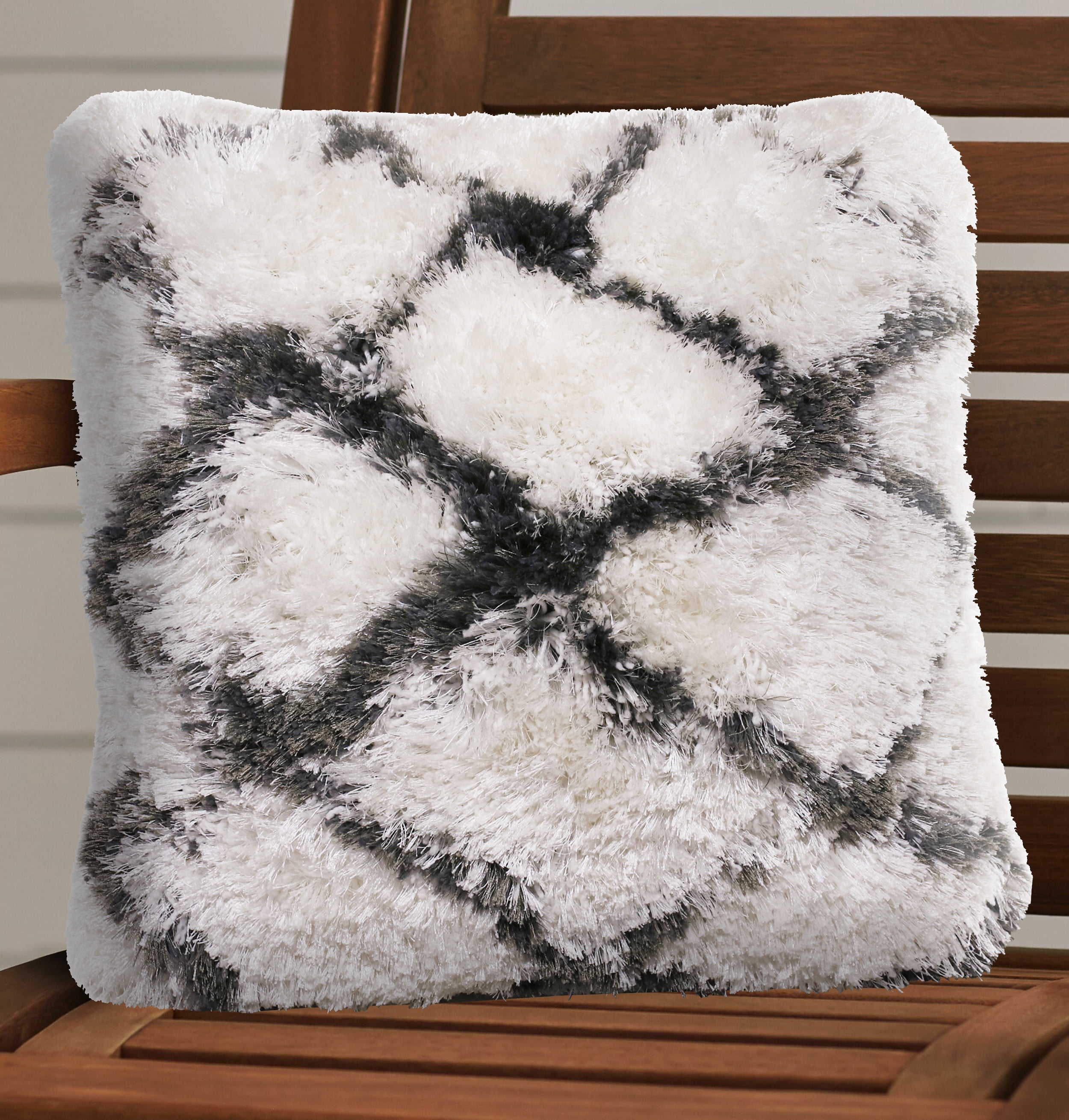 LR Home Soft Shag Diamond Criss Cross Throw Pillow