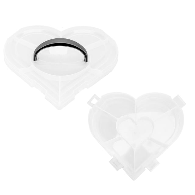 Caja de almacenamiento con rejillas, caja organizadora de joyas de plástico transparente con forma de corazón, caja de joyería de plástico resistente y duradera