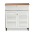 thumbnail image 3 of Coolidge Modern White and Walnut Finished 4-Shelf Wood Shoe Storage Cabinet with Drawer, 3 of 6