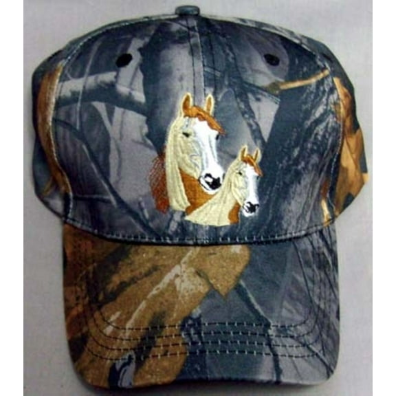 Horses Native Pride Baseball Caps Hats Embroidered Grey Camo Color  - UNi-Sex Style -- FREE USA  Shipping (CapNp309)