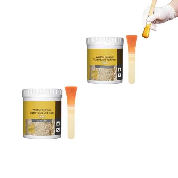 Water-Based Weather-Resistant Gold Paint, Water-Based Shiny Gold Leaf Paint, Acrylic Paint Metallic Gold, Antique Gold Liquid Paint for Arts, Paintings and Crafts