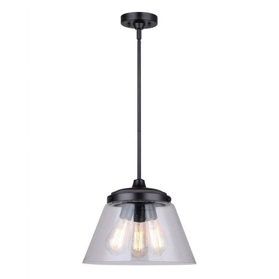 Canarm  1 Light Pendant, Black Finish Black