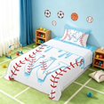thumbnail image 3 of Manfei Kawaii Baseball Twin Sheets, Sport W Letter Bedding, Light Blue W 3 Pieces(1 Flat Sheet, 1 Fitted Sheet and 1 Pillowcase), 3 of 6