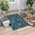 thumbnail image 1 of Floral Turkish Area Rug, Vintage Garden Plants Herbs Flowers Botanical Classic Design Illustration, Soft Carpet for Living Room Decor with Distressed Look, 2.6' x 5', Dark Sky, by Ambesonne, 1 of 4