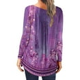 thumbnail image 6 of gakvbuo Womens Fall Fashion 2023 Tops Hide Belly Tunic Cute Flowy Henley Blouses Dressy Casual Loose Tshirts For Leggings, 6 of 7
