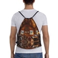 thumbnail image 2 of Drawstring Backpack - Log Cabin Inside Splash Proof Small Drawstring Gym Bag for Women Men, Cinch Sports String Bag Backpack for Travel Swimming Beach, 2 of 8