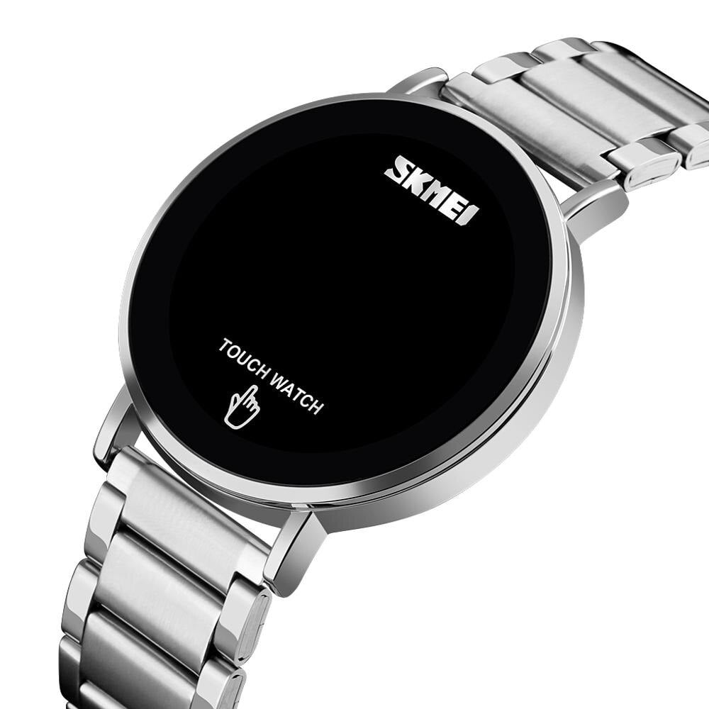 Skmei Men s Watches Digital Watch Luxury Touch Screen Led Light Display Electronic Wristwatch Stainless Steel Men Clock Reloj Silver