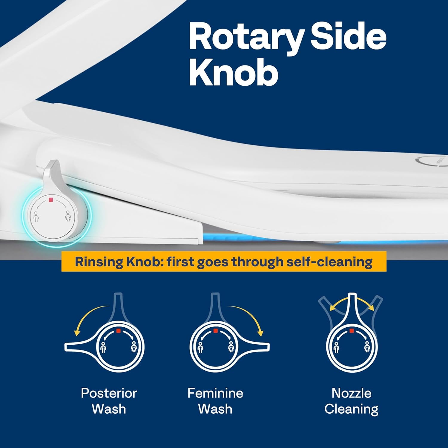 SPECSTAR Smart Heated Bidet Toilet Seat with Remote Control, Self-Cleaning Dual Nozzles for Rear and Front Cleansing, Adjustable Temperature Settings with Warm Air Dryer, Soft Close Lid, Nightlight