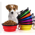 thumbnail image 5 of Collapsible Silicone Pet Bowl with Carabiner for Pets, Orange, 5 of 7
