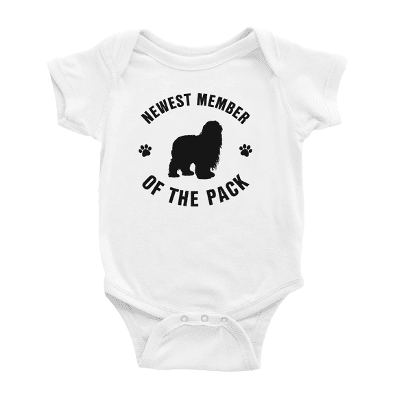 Newest Member of The Pack Bearded Collie Dog Funny Baby Bodysuit