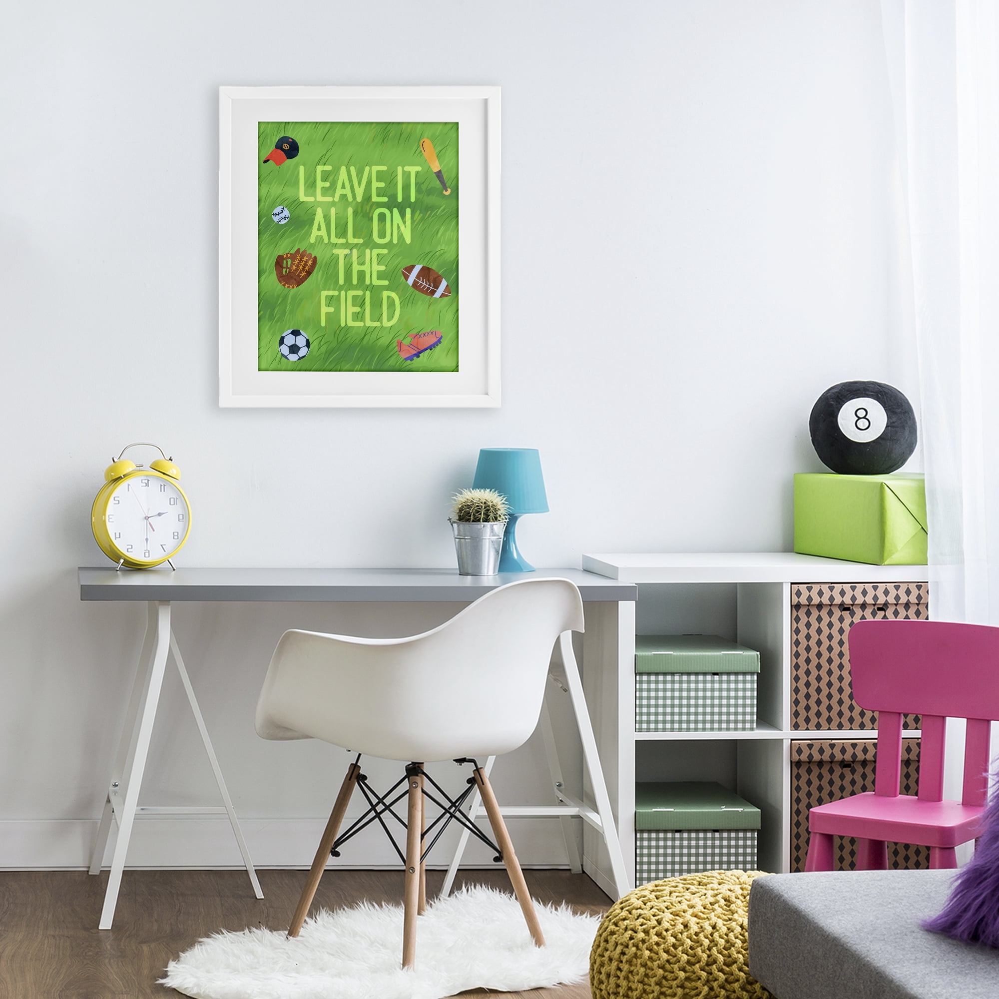 Stupell Industries Leave It On The Field White Framed Print Under Glass, design by Lil' Rue