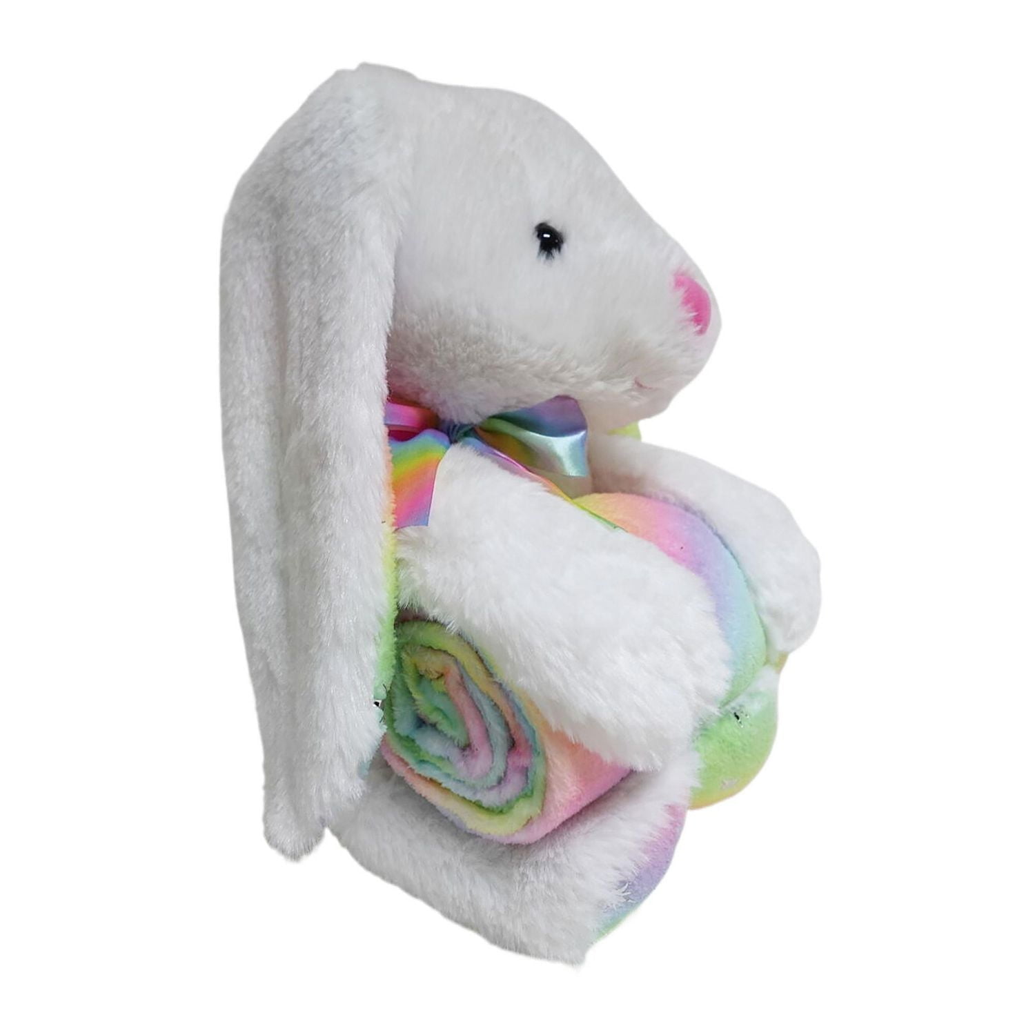 Way to Celebrate Plush Bunny with Blanket 13inch,white