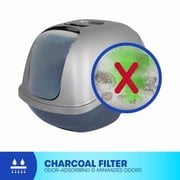 Petmate Jumbo Basic Hooded Plastic Cat Litter Pan, Enclosed Cat Litter Box, XL, Pearl Silver Blue