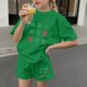 thumbnail image 5 of Vestido de Manga Corta para Niños Día de San Patricio Impreso Cuello Redondo de Dos Piezas con Pantalones Cortos, Cómoda Mezcla de Poliéster Spandex, 5 of 6