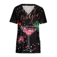 thumbnail image 4 of Luxalzxs Womens New Years Eve Scrub Tops Short Sleeve V-Neck Happy New Year Print Blouse Nursing Uniform Workwear, 4 of 5