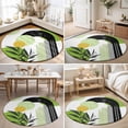 thumbnail image 4 of Round Area Rugs 7Ft, Boho Middle Century Non-Slip Washable Circle Rugs Carpet, Abstract Green Geometric Botanical Indoor Outdoor Rug Floor Mats Throw Runner for Bedroom Living Room Bathroom, 4 of 8