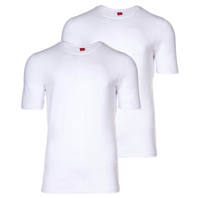s.Oliver Camiseta para hombre, 2-Pack - Básica, Cuello redondo, Liso Blanco M (Medium)